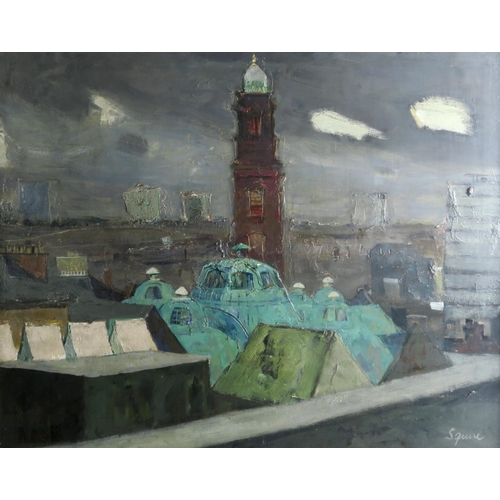 882 - GEOFFREY SQUIRE ARSA RSW RGI DFA (SCOTTISH 1923-2012) NORTH FROM STUDIO GSA Oil on panel, signed low... 