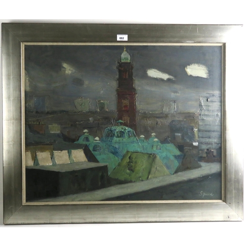 882 - GEOFFREY SQUIRE ARSA RSW RGI DFA (SCOTTISH 1923-2012) NORTH FROM STUDIO GSA Oil on panel, signed low... 