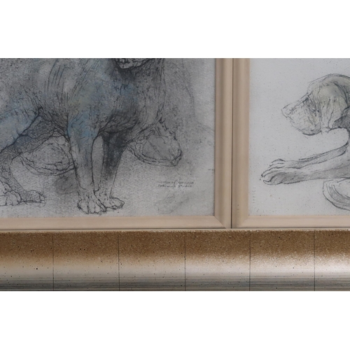 885 - ANDA PATERSON RSW (SCOTTISH CONTEMPORARY b.1935)CARNIVAL OF WOMEN TRIPTYCHGraphite drawing, signed, ... 