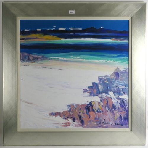 896 - JOHN LOWRIE MORRISON (SCOTTISH b.1948) WHITE BEACH, IONA Oil on board, signed lower right, dated (20... 