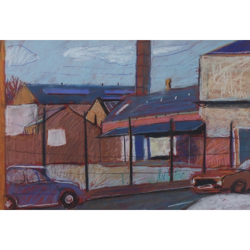 901 - CAROLINE MCNAIRN (SCOTTISH 1955-2010)FACTORY LEITH Pastel on paper, signed lower right, 32 x 47cm (1... 