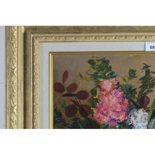 934 - WILLIAM CROSBIE RSA RGI (1915-1999)FLOWERS IN A CHINESE VASE Oil on panel, signed lower left, 58 x 4... 