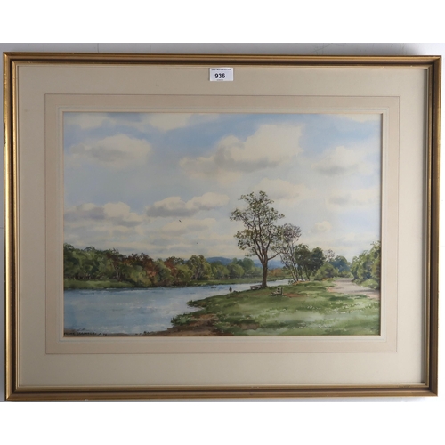 936 - FRANK EGGINGTON RCA (BRITISH 1908-1990) RIVER SPEY AT GRANTOWN MORAYSHIRE Watercolour, signed lower ... 