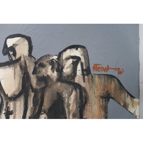 955 - ARCHIE FORREST (SCOTTISH b.1950)THREE FIGURES - 1970 Oil on canvas, signed upper right, dated (... 