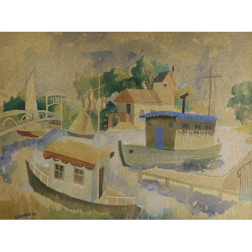 974 - <strong>WILLIAM CROSBIE RSA, RGI (SCOTTISH 1915-1999)<br /></strong>ENGLISH RIVER<br />Gouache on pa...