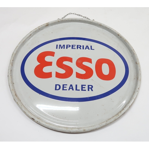 528 - AUTOMOBILIABP oil drum lid advertising sign together with an Esso Imperial Dealer oil drum lid adver... 