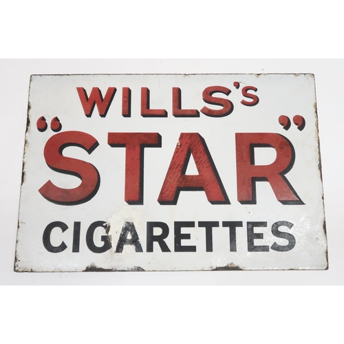 532 - WILL'S STAR CIGARETTES Enamel advertising sing, double sided 45cm x 30.5cm