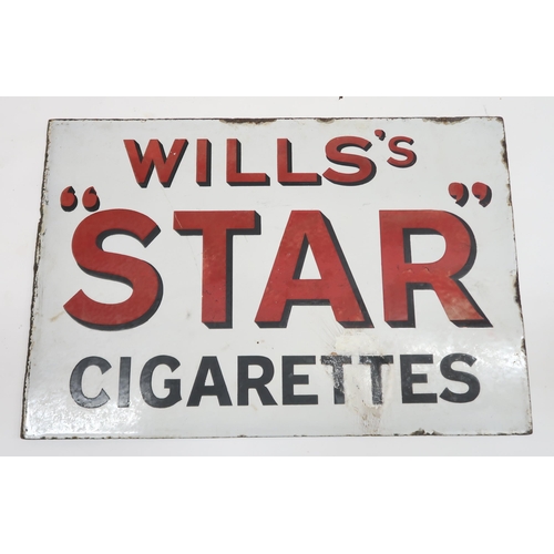 532 - WILL'S STAR CIGARETTES Enamel advertising sing, double sided 45cm x 30.5cm