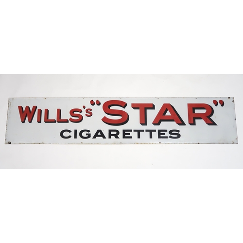 534 - WILL'S STAR CIGARETTESenamel advertising sign 182cm x 38cm