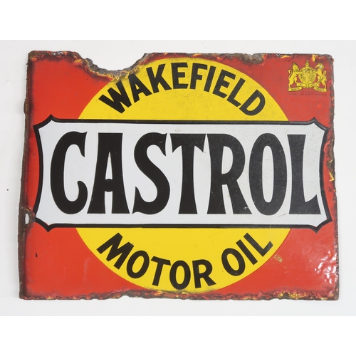 540 - AUTOMOBILIACASTROL OIL Wakefield enamel advertising sign 50cm x 41cm