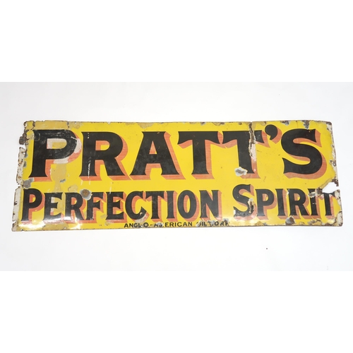 543 - AUTOMOBILIAA Pratt's Perfection Spirit enamel advertising sign, 131cm x 46cm