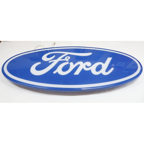 526 - AUTOMOBILIAA large Ford car showroom backlit advertising sign 2.1m in length by 0.9 m in height... 