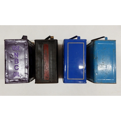 555 - AUTOMOBILIAA REGENT MOTOR SPIRIT blue fuel can, another REGENT blue fuel can, a Redline black and go... 