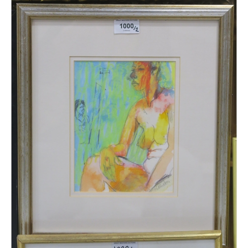 1000 - ROSEMARY BEATON (SCOTTISH b.1950)NUDE FIGUREMixed media on paper, signed lower right, 20 x 50cm Toge... 