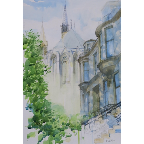 1022 - PADDY DORIAN (SCOTTISH) KELVINSIDE HILLHEAD PARISH CHURCH Watercolour, signed lower right, 60 x 40cm... 