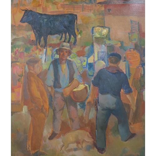 1034 - WILLIAM CROSBIE RSA RGI (1915-1999)FARMER'S MARKET Oil on canvas, 76 x 64cm ... 