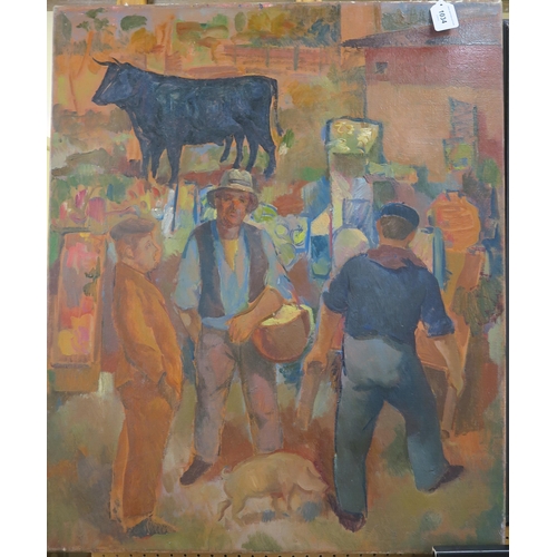 1034 - WILLIAM CROSBIE RSA RGI (1915-1999)FARMER'S MARKET Oil on canvas, 76 x 64cm ... 