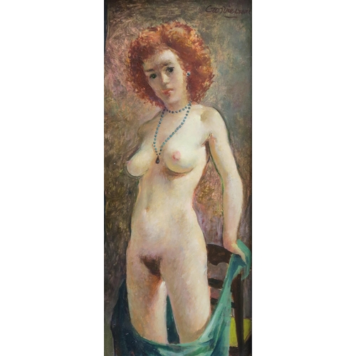 1040 - WILLIAM CROSBIE RSA RGI (1915-1999)RUBY ROSE Oil on board, signed upper right, 34 x 15cm T... 