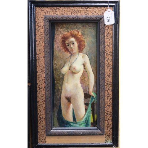 1040 - WILLIAM CROSBIE RSA RGI (1915-1999)RUBY ROSE Oil on board, signed upper right, 34 x 15cm T... 