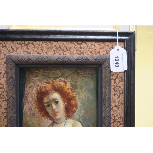 1040 - WILLIAM CROSBIE RSA RGI (1915-1999)RUBY ROSE Oil on board, signed upper right, 34 x 15cm T... 