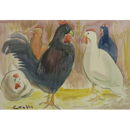 1041 - WILLIAM CROSBIE RSA RGI (1915-1999)DUKES TOWER (CHICKENS) Watercolour, signed lower left, 37 x ... 