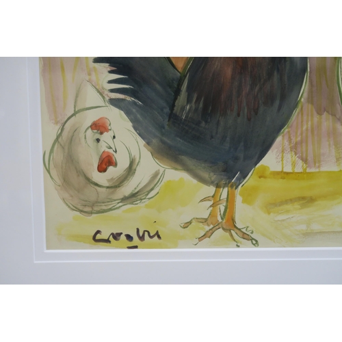 1041 - WILLIAM CROSBIE RSA RGI (1915-1999)DUKES TOWER (CHICKENS) Watercolour, signed lower left, 37 x ... 