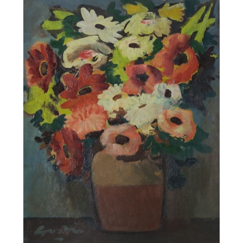 1043 - WILLIAM CROSBIE RSA RGI (1915-1999)GLASS WITH FLOWERS Oil on board, signed lower left, 26 x 23c... 