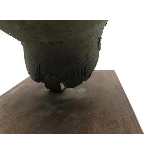 1055 - WILLIAM CROSBIE RSA RGI (1915-1999)HEAD STUDY Clay on wooden plinth, indistinctly inscribed to ... 