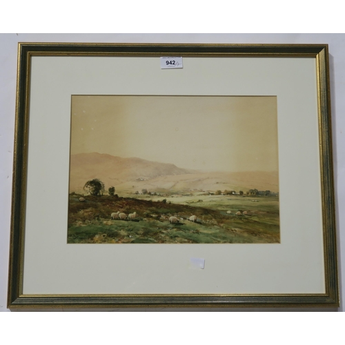 942 - TOM CAMPBELL Sheep grazing, signed, watercolour, 26 x 35cm and six others (7)