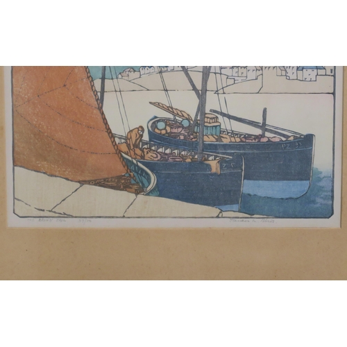 948 - FRANCES M BLAIR The Brown Sail, signed, woodcut,37 of 50,  26 x 29cm