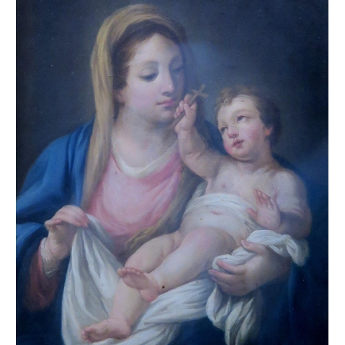 949 - ITALIAN SCHOOL Madonna and child, oil on board, 21 x 18cm