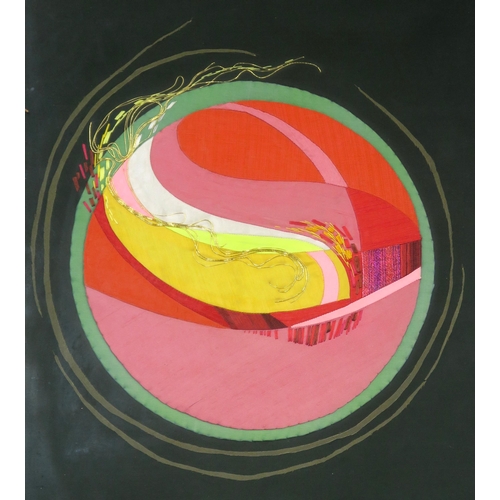 999 - KIRSTY MCFARLANE (BRITISH)ABSTRACTED SPHERE IN PINKMixed media embroidery, 60 x 50cm... 