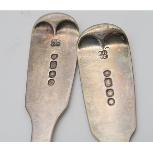 446 - A collection of silver flatware including a set of six Hanoverian pattern teaspoons, with monograms ... 