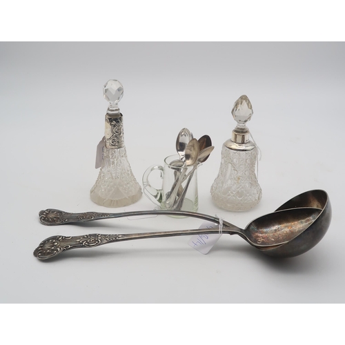 448 - Two silver collared and cut glass decanters, one by Henry Perkins & Sons, London 1906, the other... 