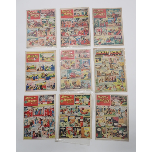 506 - A large collection of assorted annuals and novels including 14 Mickey Mouse Weekly issues 1939, 1953... 