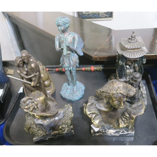 267 - A collection of bronzed resin figures and others