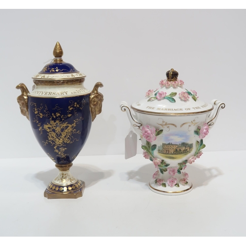 276 - A Coalport urn and cover painted with Lincoln Cathedral by Peter Gosling together with a Coalbrookda... 