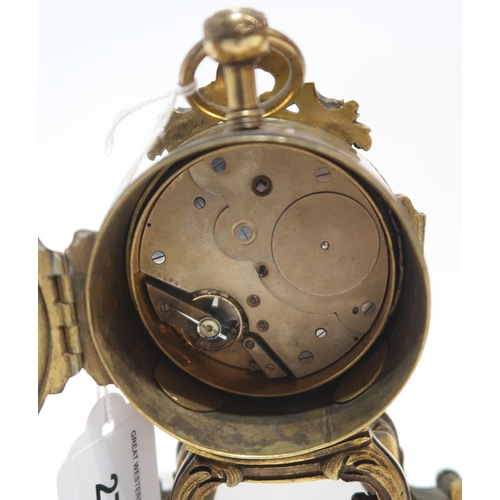 279 - A small desk clock, the dial marked E Dreyfous, with roman numerals and in gilt metal mount together... 