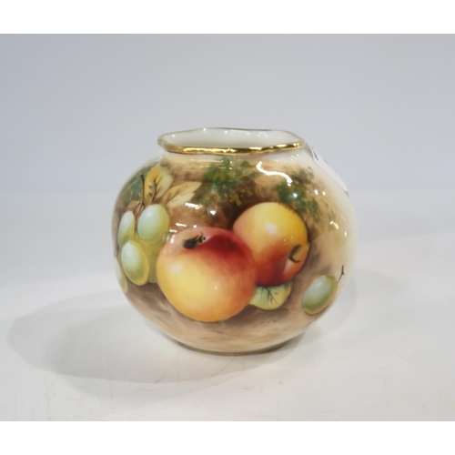 A Royal Worcester pot painted with fruits, indistinctly signed, shaped number G161
