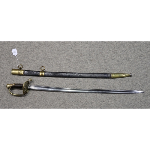 A French infantry officer's sword, of the 1845 pattern, in leather scabbard