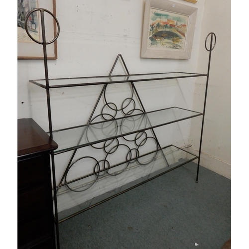 105 - A late 20th century welded steel and glass open bookcase