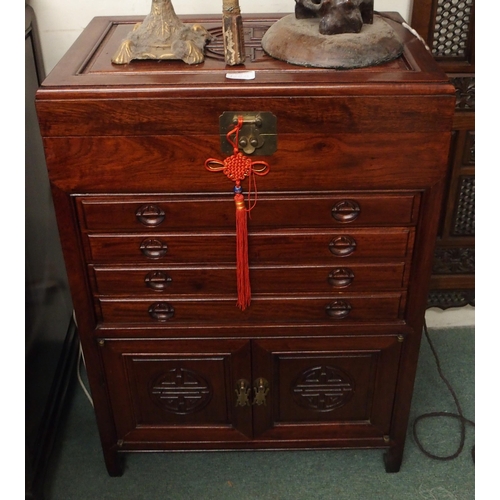 120A - A 20th century Oriental hardwood canteen