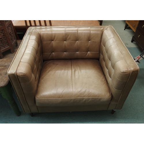 129 - A contemporary leather upholstered love seat