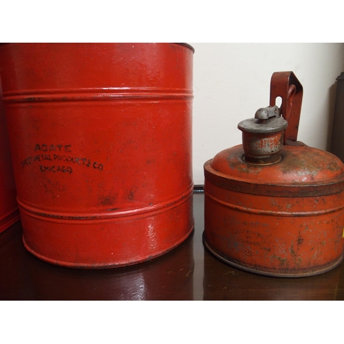 140 - AUTOMOBILIA An Agate sheet metal product Co Chicago fuel canister, Protectoseal Co Chicago fuel cani... 