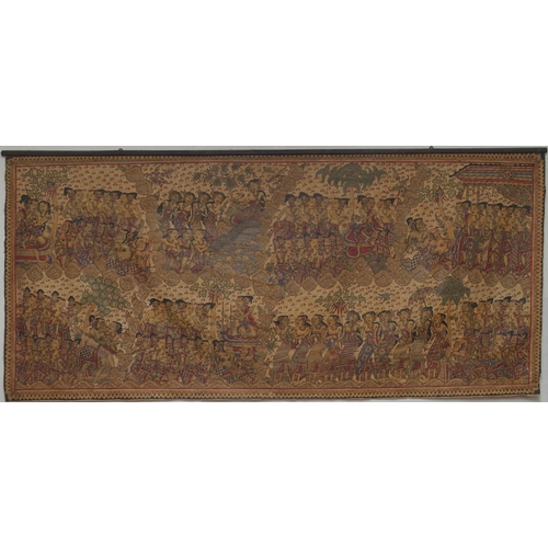 154 - A lot of two Indonesian Balinese painted curtains (LANGSE) (2)