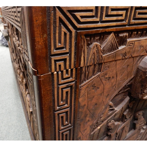 18 - *WITHDRAWN* An early 20th century oriental carved camphorwood blanket chest