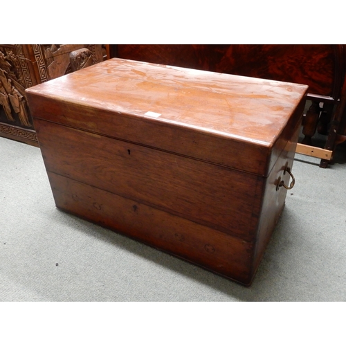 20 - A Victorian oak silver chest converted into a blanket chest with assorted linens