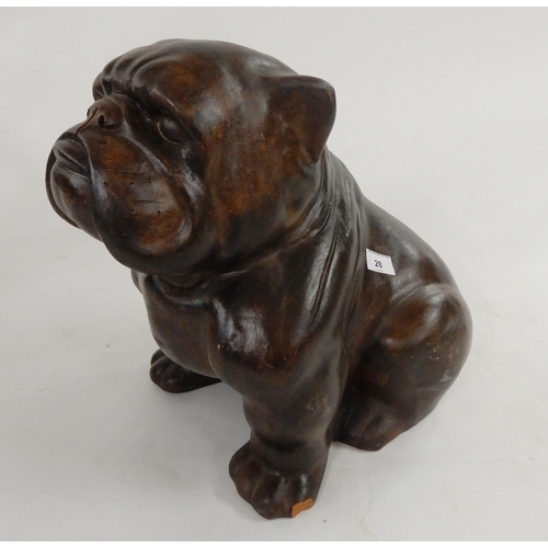 28 - A terracotta garden ornament of a British bulldog