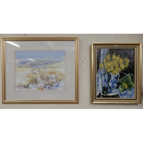41 - A framed oil on canvas signed Delny Black and a framed watercolour (2)