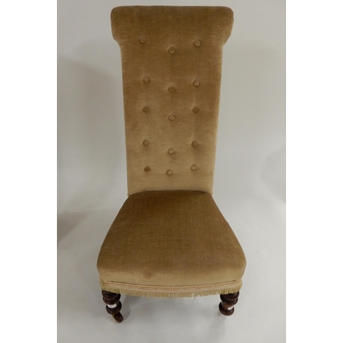 5 - A Victorian upholstered Prie Dieu chair on turned mahogany supports